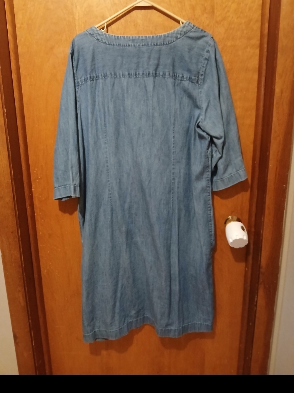 Talbots Light Blue Denim Lace-Up Midi Dress - Picture 3 of 4